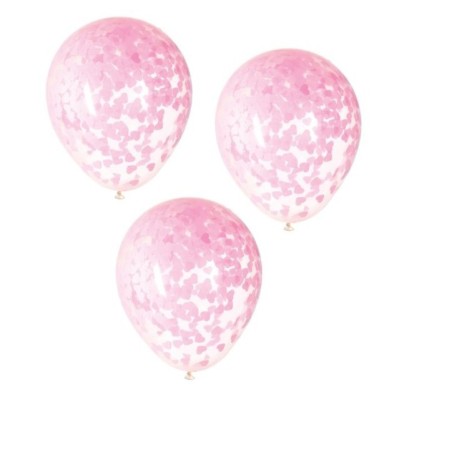 Globos transparentes con confeti rosa 5 uds 40 cm 11179733798 73379