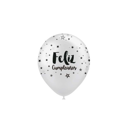Globos Feliz cumpleanos plata 8 uds 30 cm 8436540887481 112M93109*8