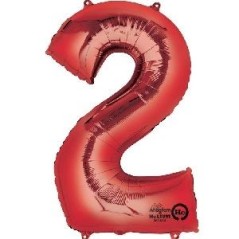 Globo numero 2 rojo de foil para helio o aire 86 x 55 cm 5712735010708 2827701