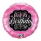 Globo cumpleaños rosa y negro 45 cm foil