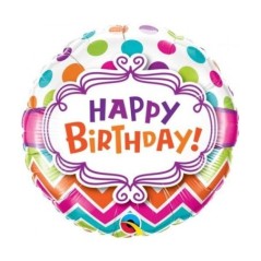 Globo Happy Birthday confeti Chevron 45 cm 71444281232 28124