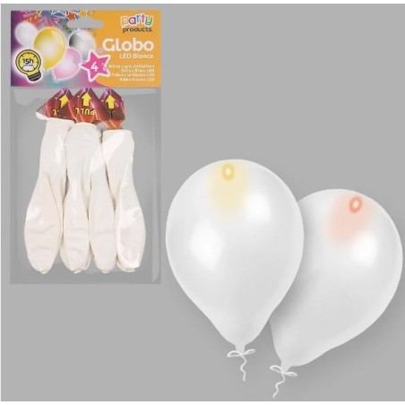 Globos blancos con luz led 4 uds 30 cm 8424345688495 68849