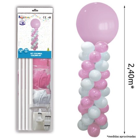 Columna de globos rosas y blancos 240 cm 8429412037664 7063 04