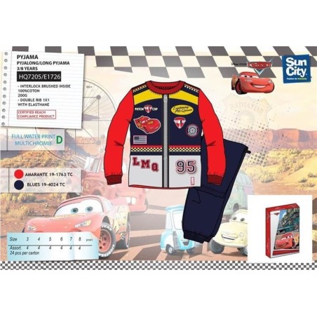 Pijama cars de invierno para niño varias tallas y colores ROJO 4 AÑOS
