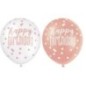 Globos cumpleaños rosa dorado y blanco 30 cm