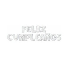 Feliz cumpleanos en globos plateados de 40 cm 8433584527731 52773