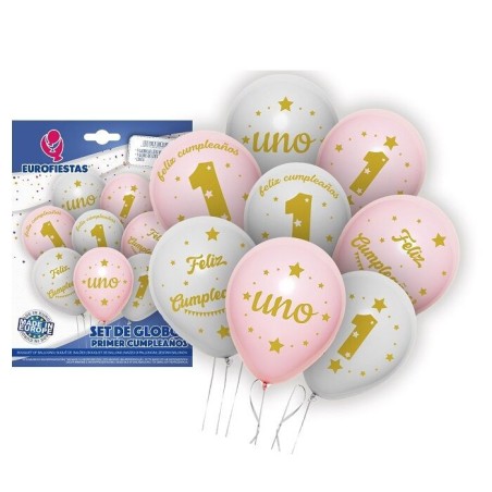 Globos primer cumpleanos nina 8 uds 8435127118024 11802