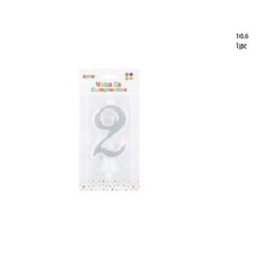 Vela para tarta plata purpurina 10 cm 8445256520957 952095