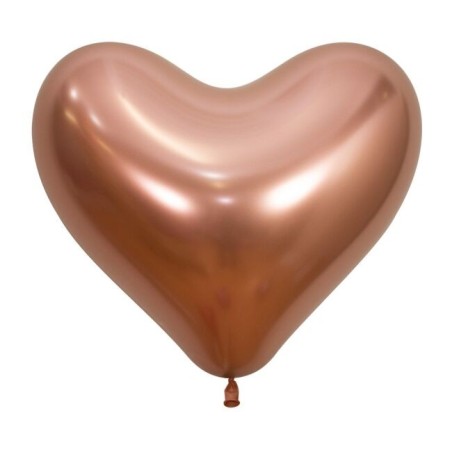 Globo corazon rosa dorado reflex 12 uds 35 cm 7703340179636 R14 C968 12