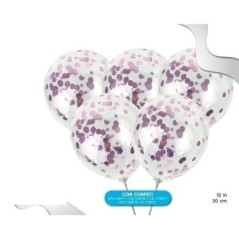 Globos transparentes con confeti rosa 8433584531462 53146