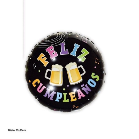 Globo feliz cumpleanos cervezas 45 cm 8435127171500 17150