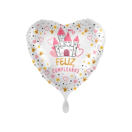 Globo feliz cumpleanos princesa 43 cm corazon 4061859082759 70278
