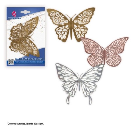 Mariposas decorativas 6 uds metalizadas 8435127322742 32274