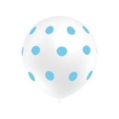 Globos blancos lunares azules 8 uds 11 30 cm 8436440882661 105P2040B 8
