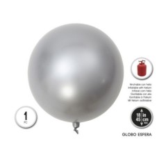 Globo burbuja plata redonda 45 cm metalizado 8433584540761 54076
