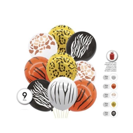 Globos animalprint 9 uds de 30 cm 8433584542093 54209