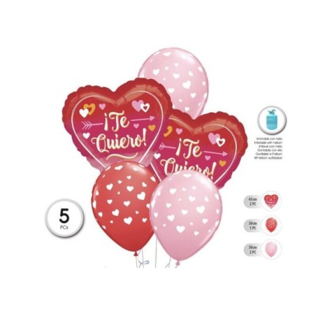 Globos corazones te quiero 5 uds 8433584558629 55862