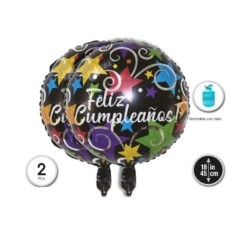 Globo feliz cumpleanos negro 2 uds 45 cm 8433584563562 56356