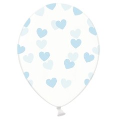 Globos transparentes con corazones azules 6 uds 30 cm 5902230798939 SB14C 223 099B 6