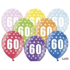 Globos 60 cumpleanos colores 6 uds de 30 cm 5901157493569 SB14M 060 000 6