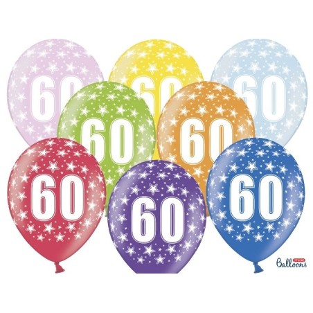 Globos 60 cumpleanos colores 6 uds de 30 cm 5901157493569 SB14M 060 000 6