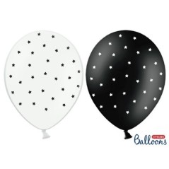 Globos blancos y negros con estrellas 6 uds de 30 cm 5902230759800 SB14P 002 000 6