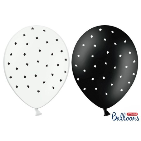 Globos blancos y negros con estrellas 6 uds de 30 cm 5902230759800 SB14P 002 000 6