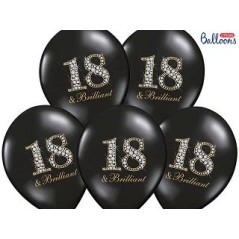 Globos 18 cumpleanos negros diamantes 6 uds de 30 cm 5901157493781 SB14P 136 010 6