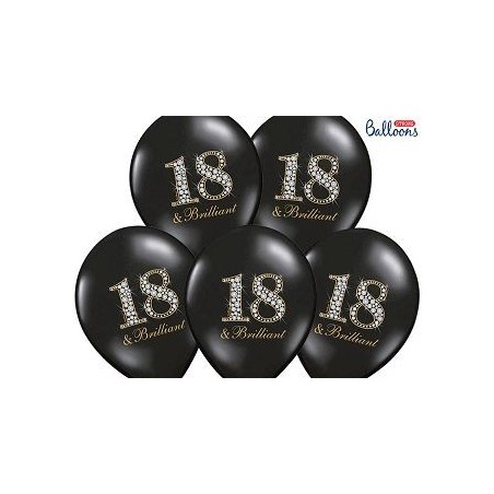 Globos 18 cumpleanos negros diamantes 6 uds de 30 cm 5901157493781 SB14P 136 010 6