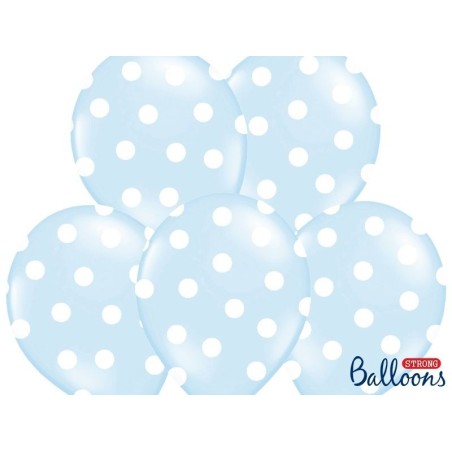 Globo azul bebe lunares blancos 30 cm 6 uds 5901157493996 SB14P 223 011W 6