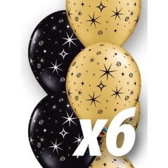 Globos negro y oro con estrellas 6 uds qualatex 30 cm 671444125781 12578 6