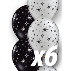 Globos negro y plata con estrellas 6 uds qualatex 30 cm 671444125798 12579 6