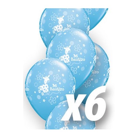 Globo mi bautizo para nino azul 6 uds qualatex 30 cm 671444206152 20615 6