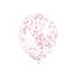 Globos transparentes con confeti rosa 6 uds 30 cm