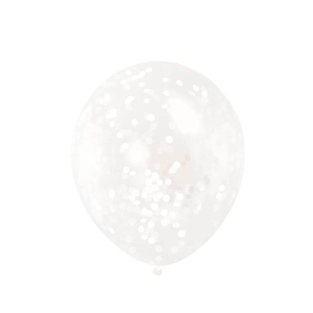 Globos transparentes con confeti blanco 6 uds 12 30 cm 11179581146 58114