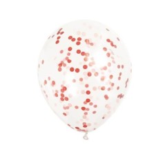 Globos transparentes con confeti rojo 6 uds de 30 cm 11179581160 58116