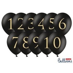 Globos negros numeros oro 11 uds 5902230780873 SB14P 253 010 11