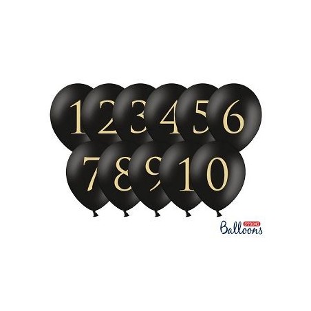 Globos negros numeros oro 11 uds 5902230780873 SB14P 253 010 11