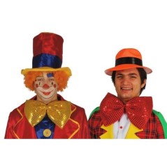 Pajarita payaso lentejuelas gigante oro o rojo