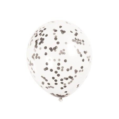 Globos transparentes con confeti negro 6 uds 11179581092 58109