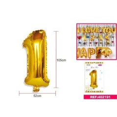 Globo numero 1 oro 105x52 cm para helio o aire 8800884021915 402191