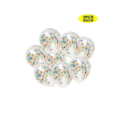 Globos transparentes con confeti Multicolor 3 uds 30  cm 8800884011701 401171