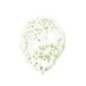 Globos transparentes con confeti verde 6 uds 30 cm
