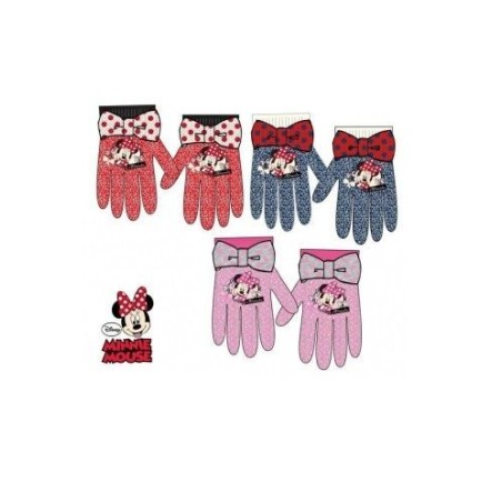 Guantes minnie mouse invierno para niña rosas ROJO