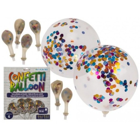 Globos transparente con confeti dentro 6 uds 30 cm 4029811404513 62/0817