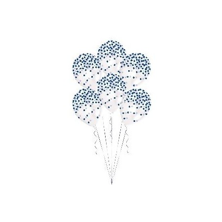 Globos transparentes confetti azul pintado 6 uds 13051799052 9902936