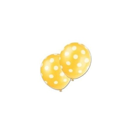 Globo amarillo lunares blancos 30 cm 6 uds 11179575930 57593