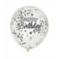 Globo con confetti negro cumpleaños 30 cm 6 uds