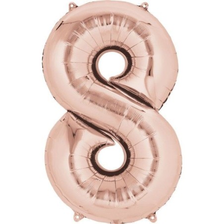Globo numero 8 rosa dorado de foil para helio o aire 86 x 55 cm 8433584587407 3621901