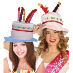 Gorro Feliz cumpleanos velas rosa o azul 8434077139417 13941 AZUL